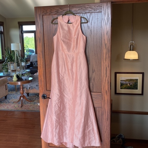 Alfred Sung Dupioni D734 Sleeveless Back Bow Trumpet Gown, Pearl Pink Sz 12 NWOT - Picture 8 of 11